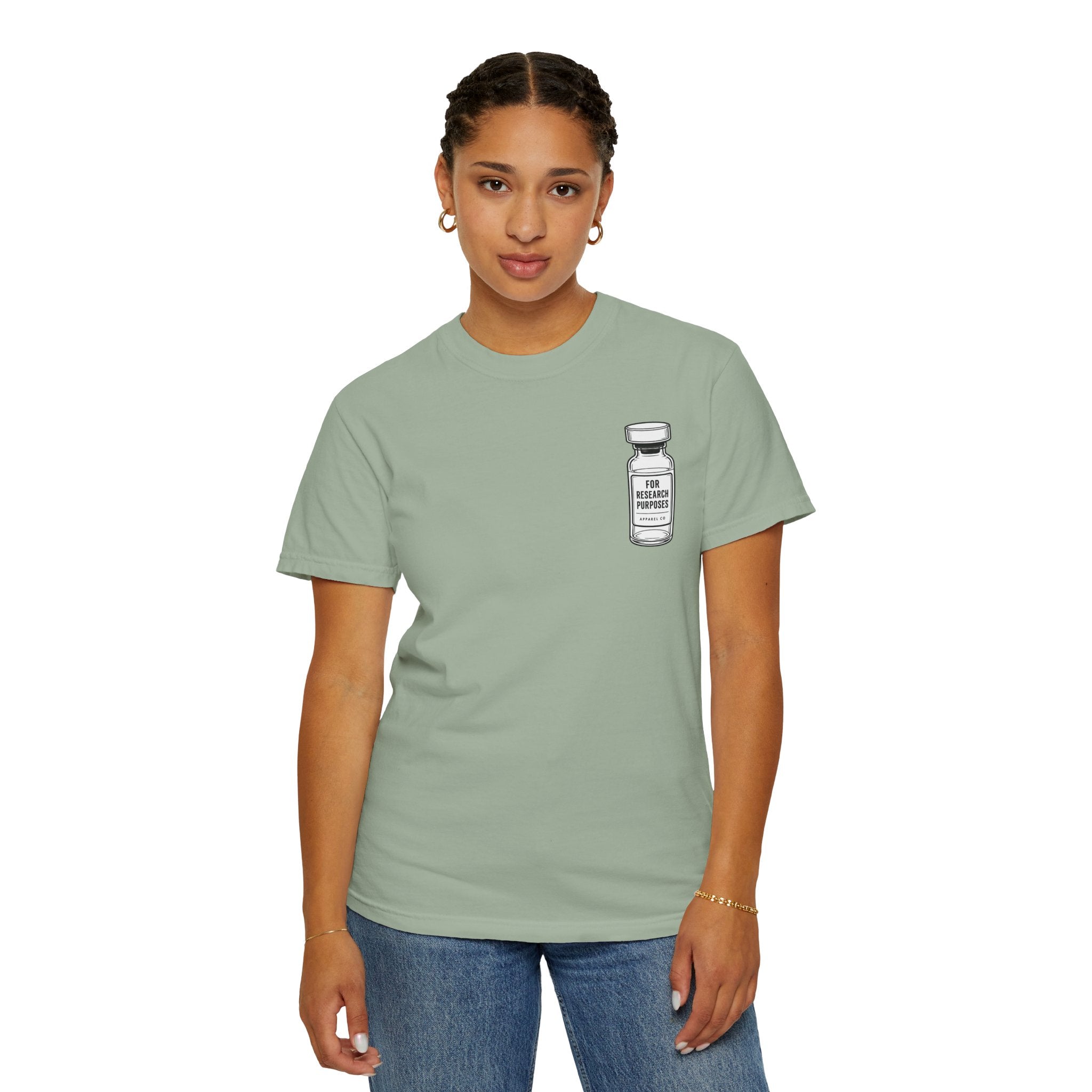 Peptides Vial Chest Pocket T-Shirt — Minimal Illustration Tee