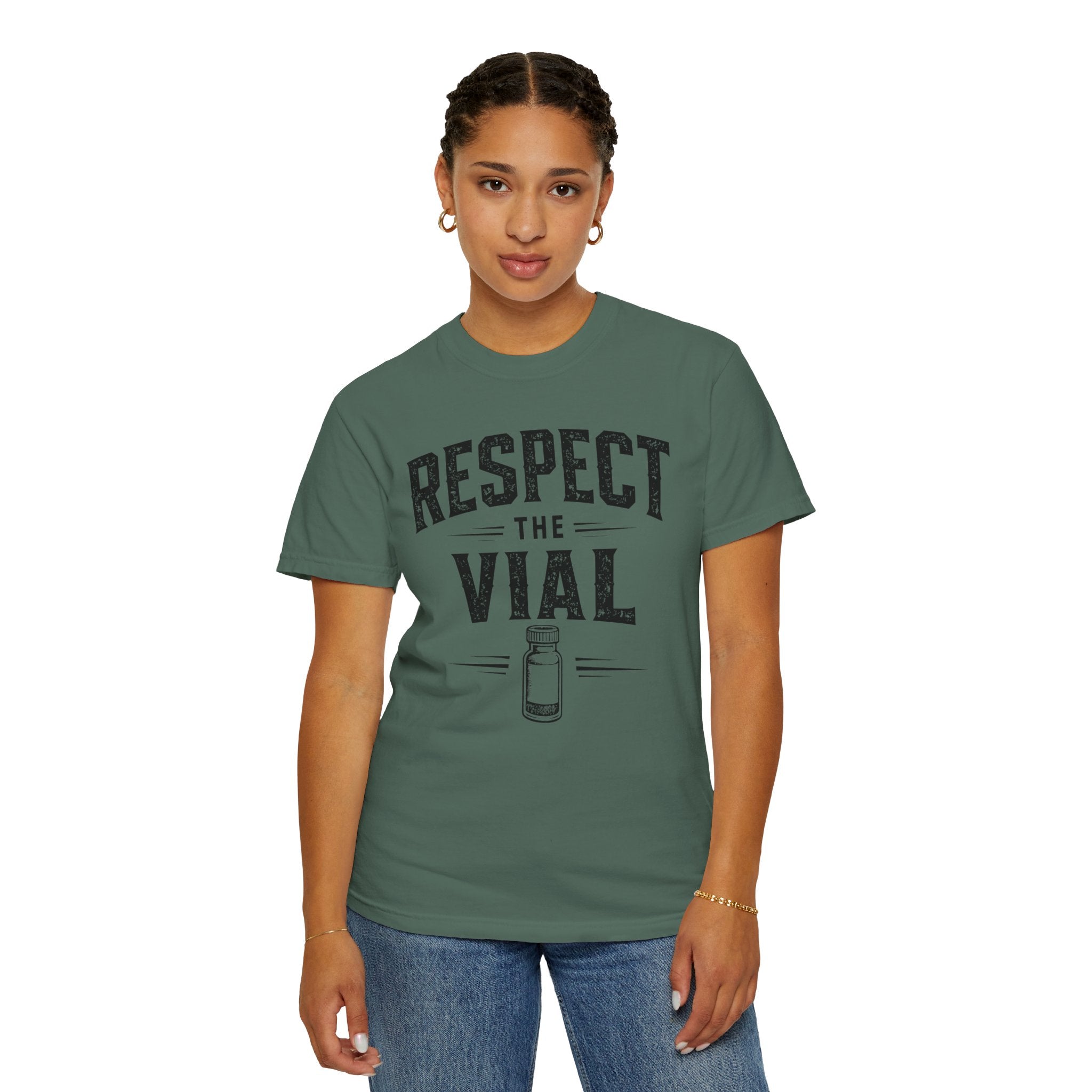 Respect the Vial T-Shirt — Vintage Medical Vaccine Humor Tee