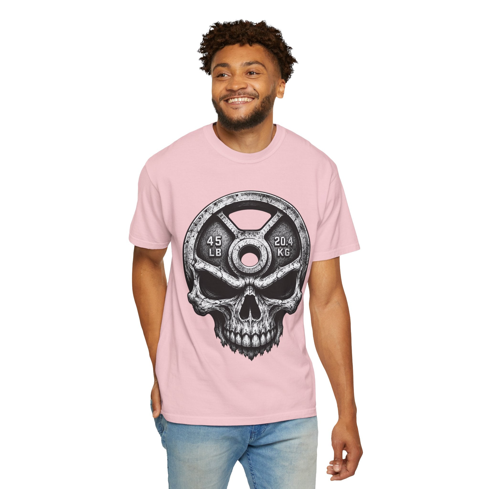 Weight Plate Skull T-Shirt — Gym Skull 45lb Fitness Tee