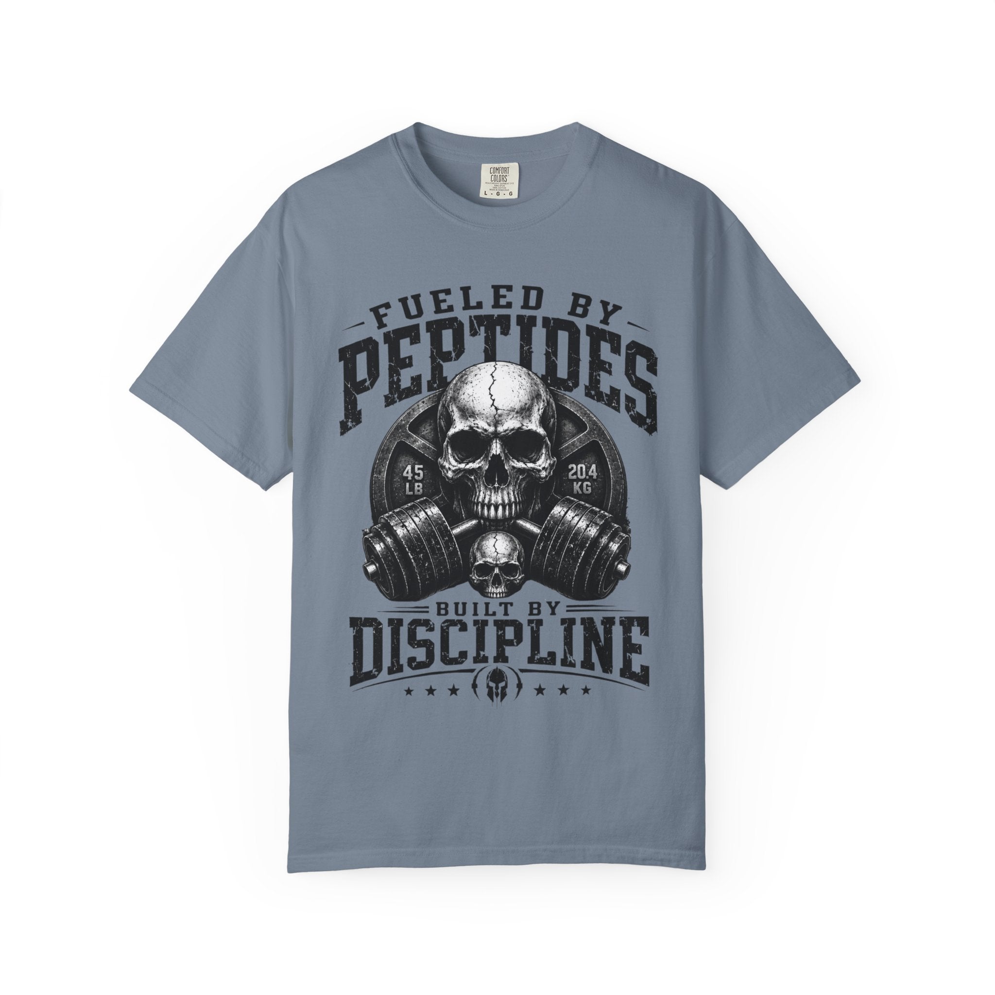 Peptides Skull Gym T-Shirt — "Fueled by Peptides, Built by Discipline" Fitness Tee