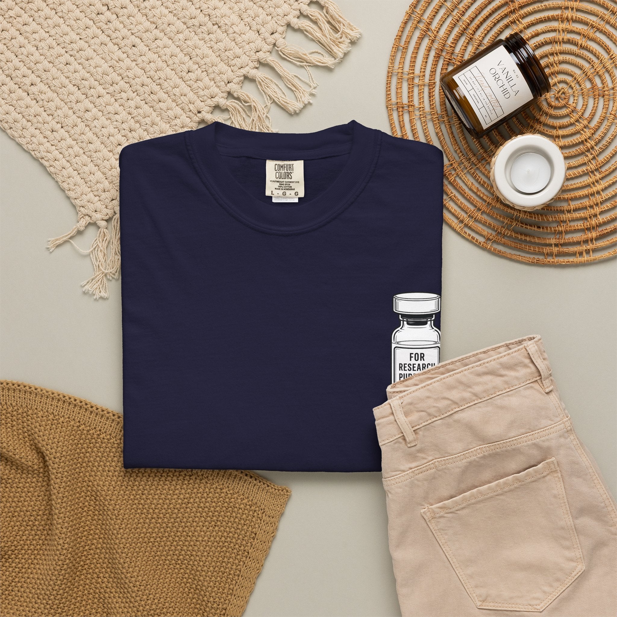 Peptides Vial Chest Pocket T-Shirt — Minimal Illustration Tee