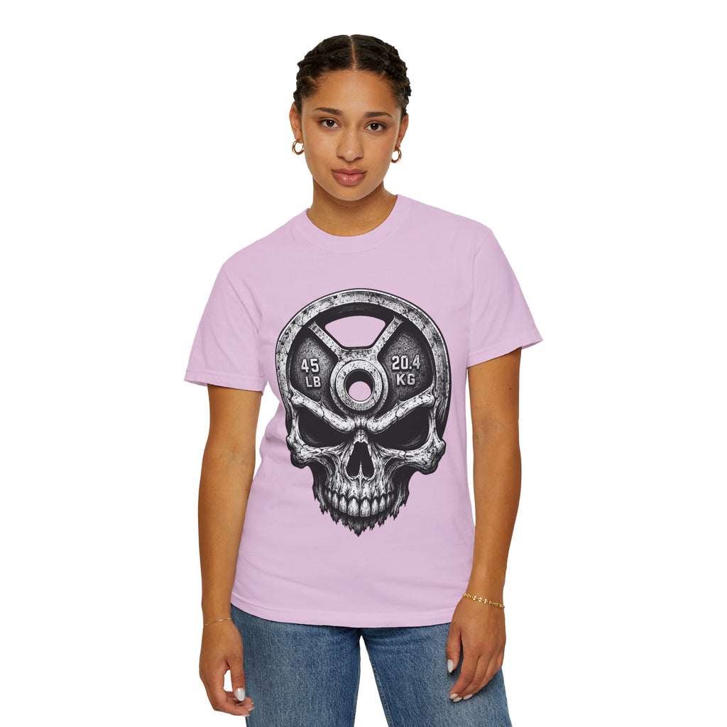 Weight Plate Skull T-Shirt — Gym Skull 45lb Fitness Tee