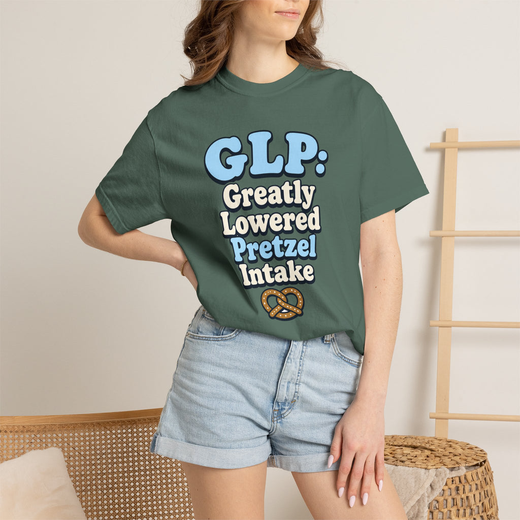 Funny GLP Shirt — "Greatly Lowered Pretzel Intake" Weight Loss Humor Tee