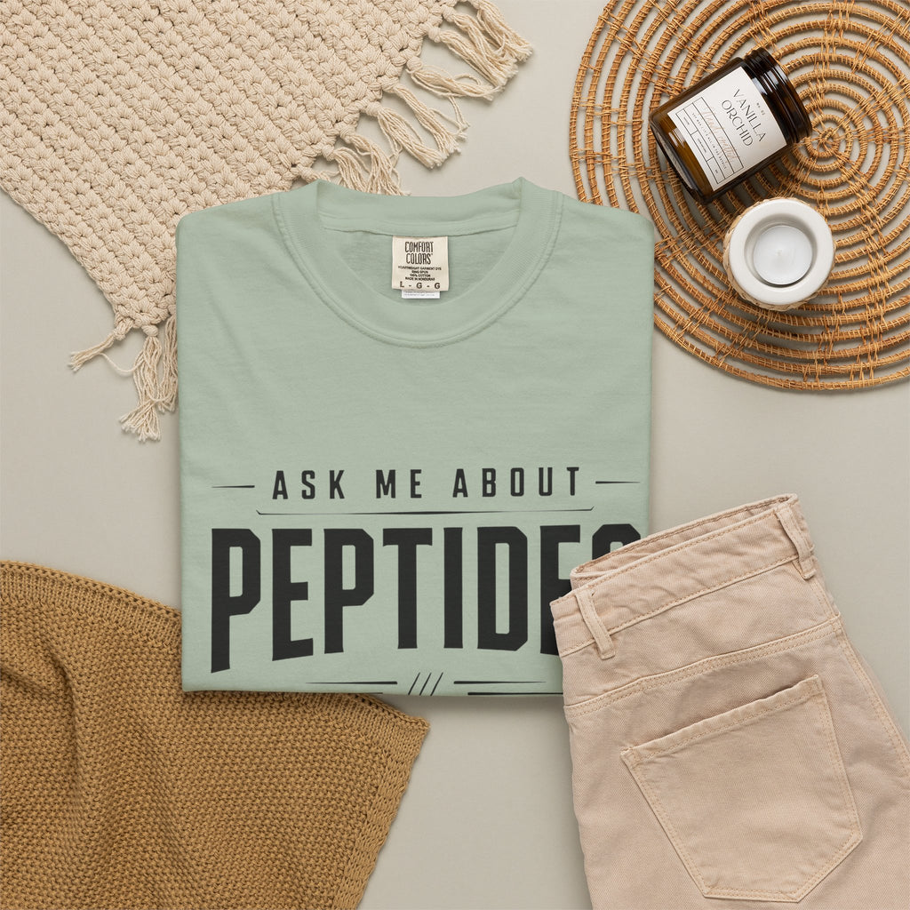 Ask Me About Peptides - Graphic Text T-shirt