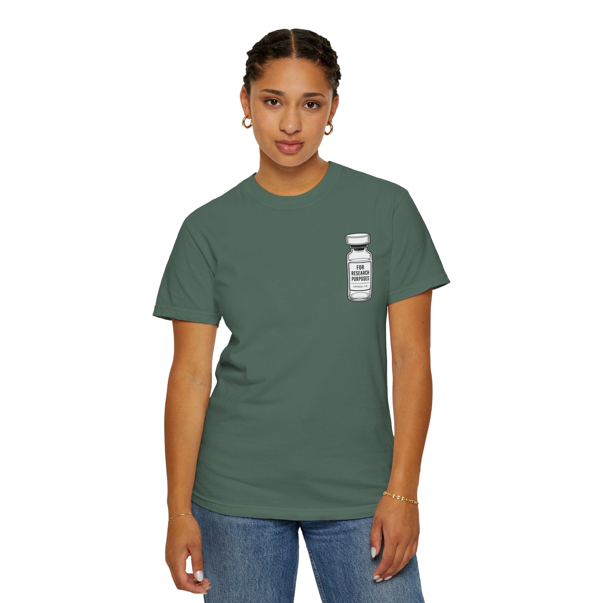 Peptides Vial Chest Pocket T-Shirt — Minimal Illustration Tee